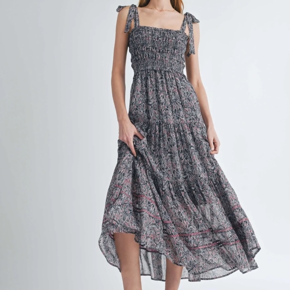 Lindsay Smocked Maxi Dress - Picture 1 of 11
